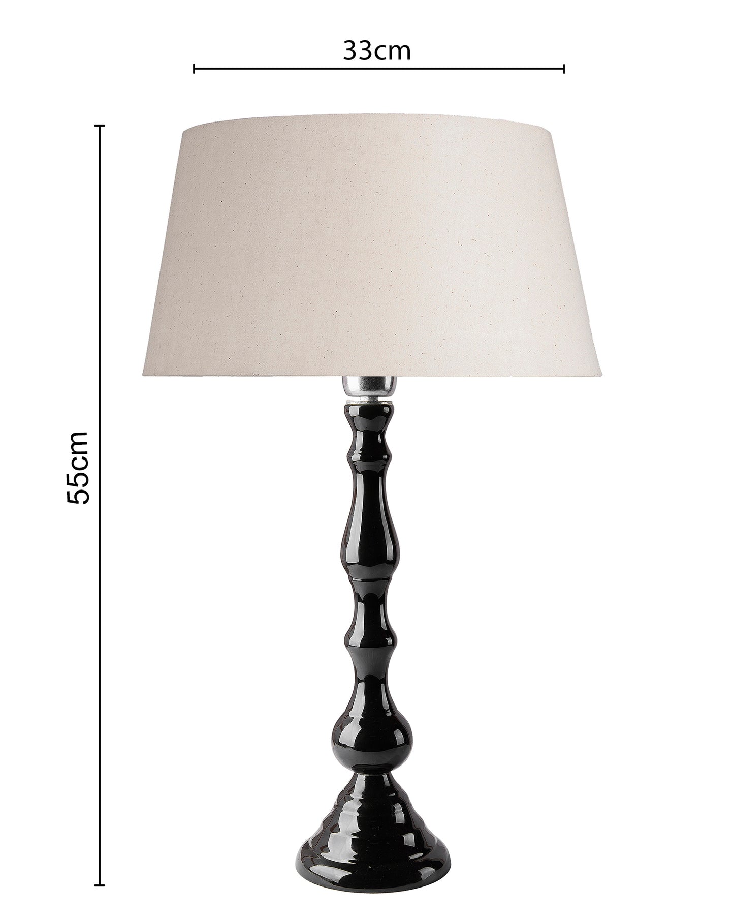 Glossy Black Teardrop Aluminium Table Lamp With Cone Shade, Bedside, Living Room Study Lamp, Bulb Included