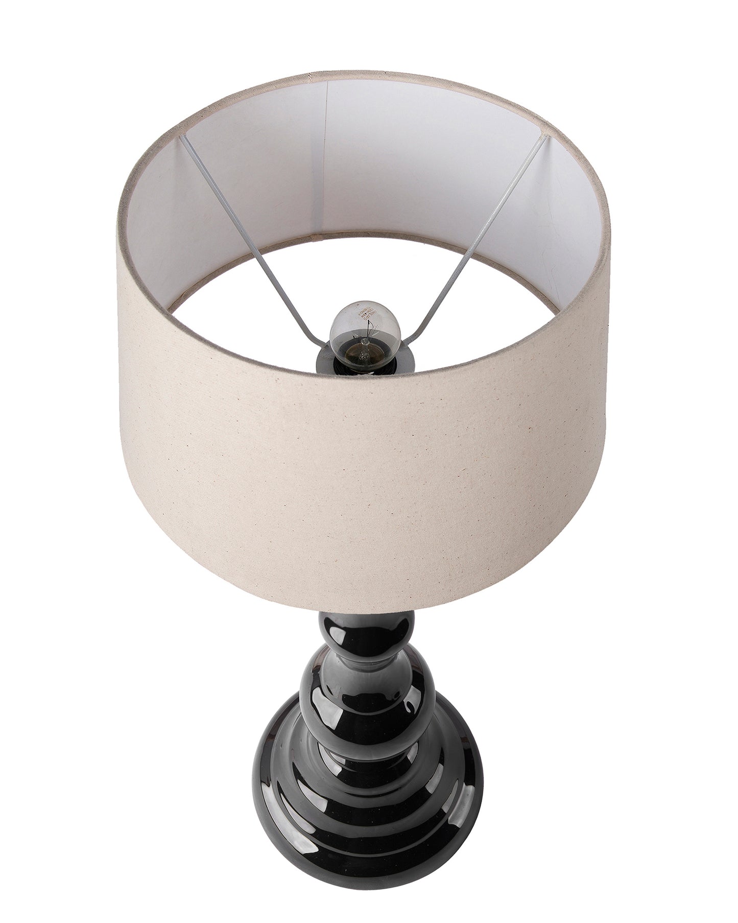Glossy Black Teardrop Aluminium Table Lamp With Cone Shade, Bedside, Living Room Study Lamp, Bulb Included