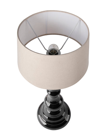 Glossy Black Teardrop Aluminium Table Lamp With Cone Shade, Bedside, Living Room Study Lamp, Bulb Included