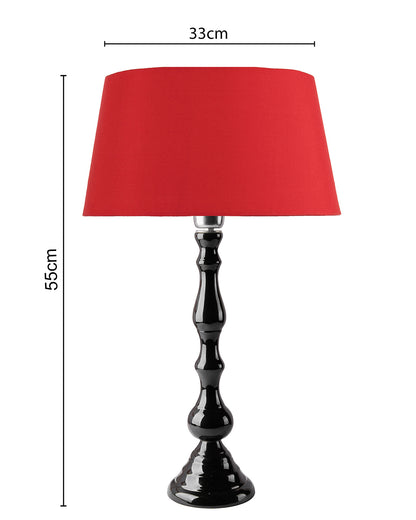 Glossy Black Teardrop Aluminium Table Lamp With Cone Shade, Bedside, Living Room Study Lamp, Bulb Included