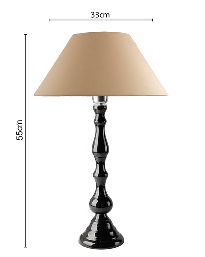 Glossy Black Teardrop Aluminium Table Lamp With Cone Shade, Bedside, Living Room Study Lamp, Bulb Included