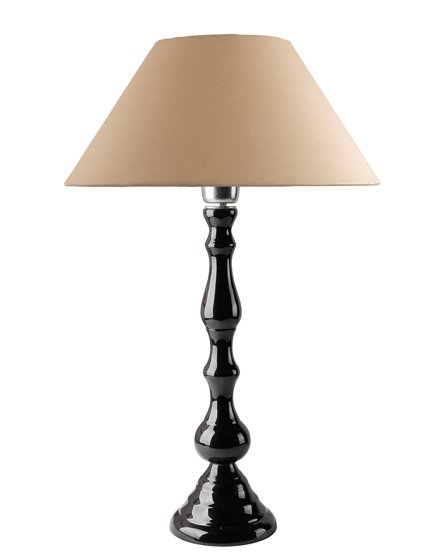Glossy Black Teardrop Aluminium Table Lamp With Cone Shade, Bedside, Living Room Study Lamp, Bulb Included