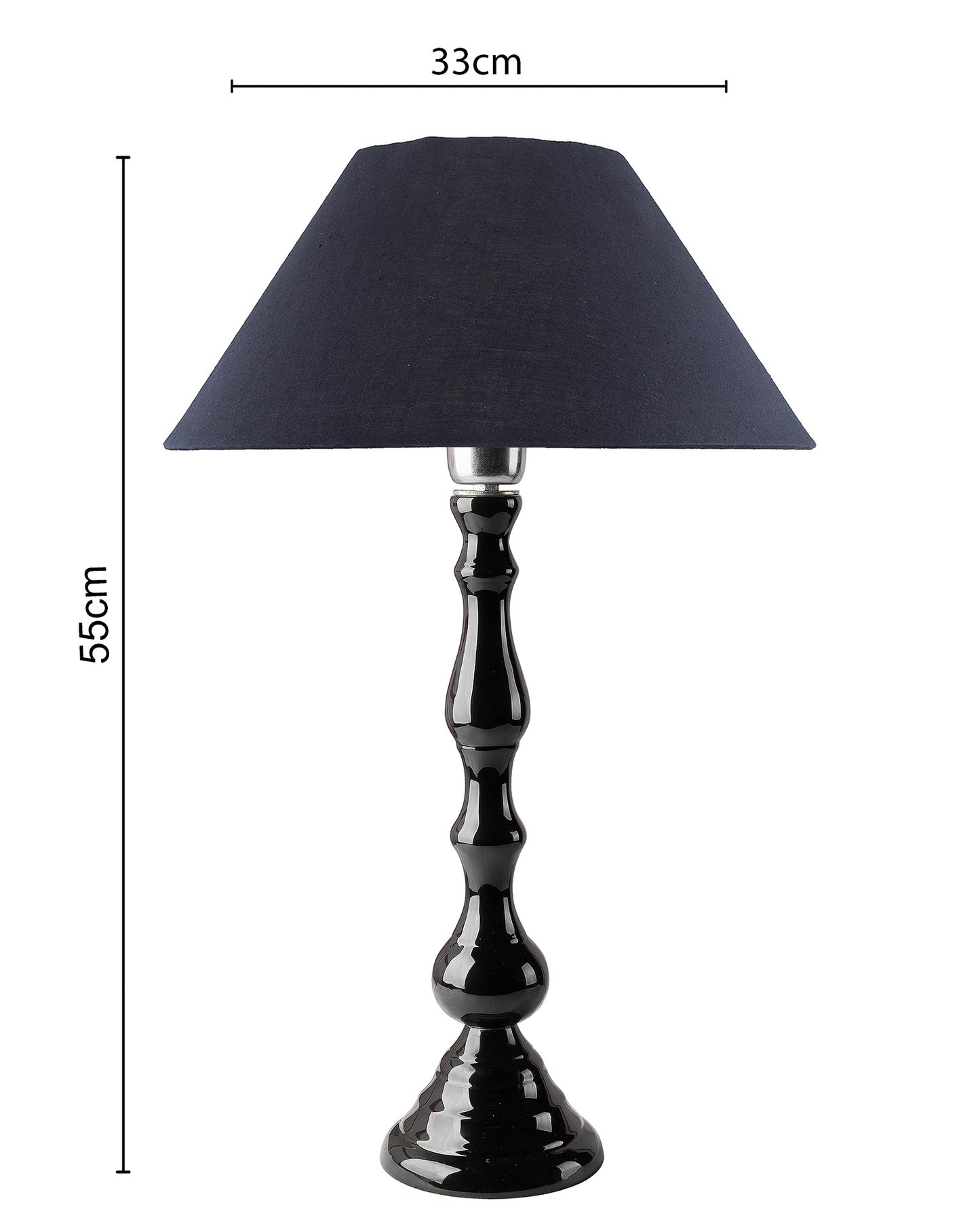 Glossy Black Teardrop Aluminium Table Lamp With Cone Shade, Bedside, Living Room Study Lamp, Bulb Included
