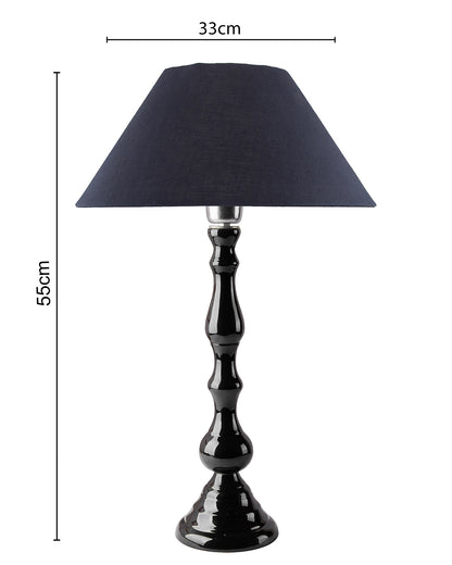 Glossy Black Teardrop Aluminium Table Lamp With Cone Shade, Bedside, Living Room Study Lamp, Bulb Included