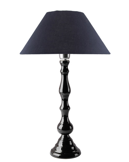 Glossy Black Teardrop Aluminium Table Lamp With Cone Shade, Bedside, Living Room Study Lamp, Bulb Included