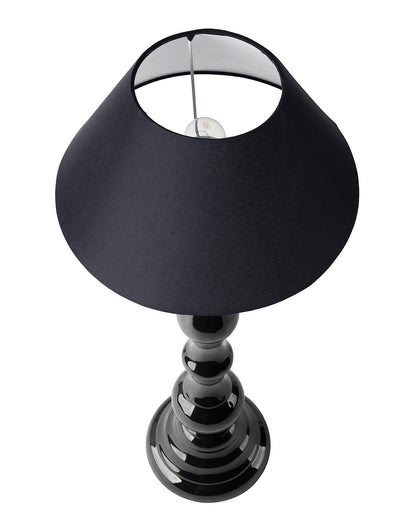 Glossy Black Teardrop Aluminium Table Lamp With Cone Shade, Bedside, Living Room Study Lamp, Bulb Included