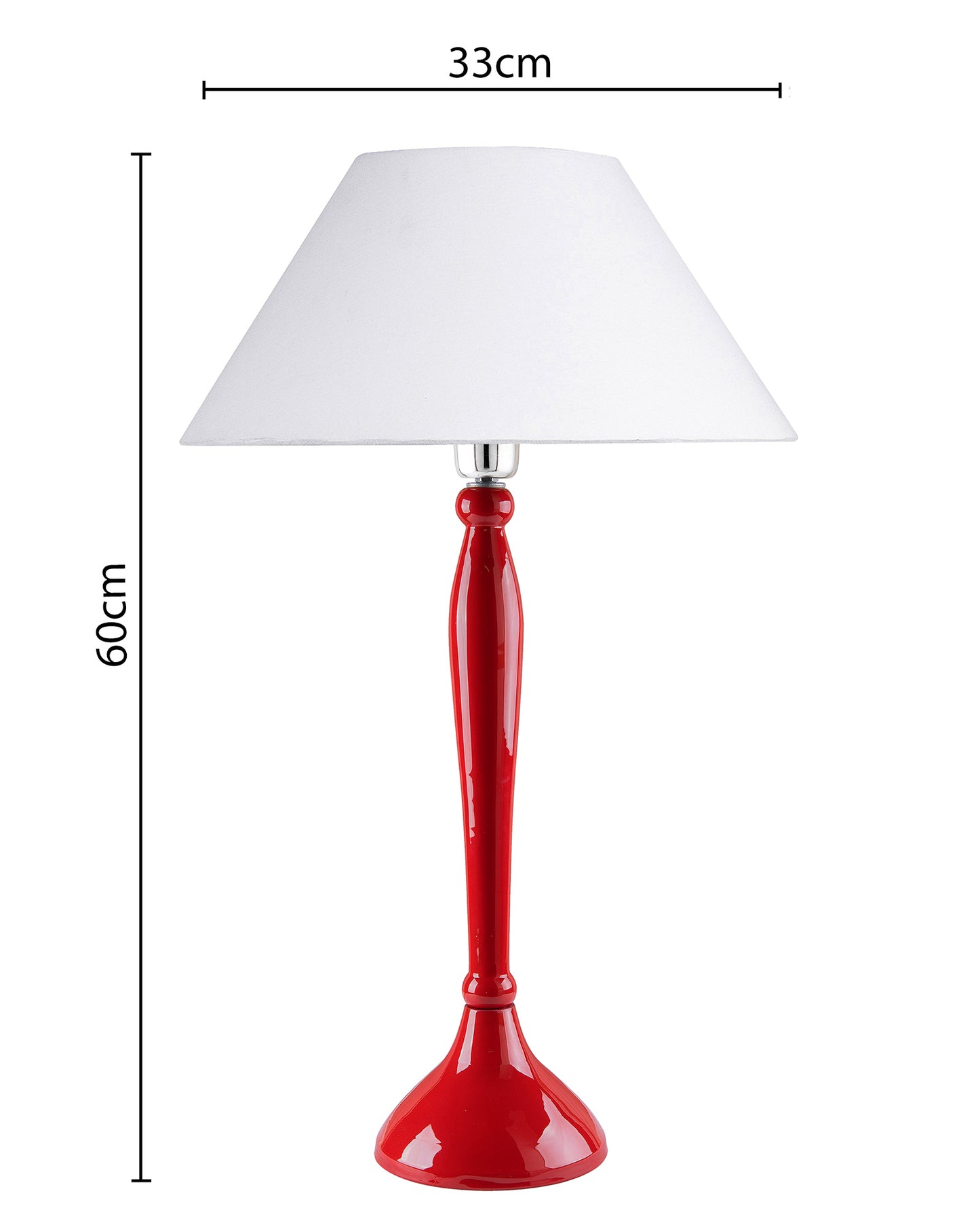 Glossy Red Royal Ovoid Aluminium Table Lamp With Cone Shade, Bedside, Living Room Study Lamp, Bulb Included