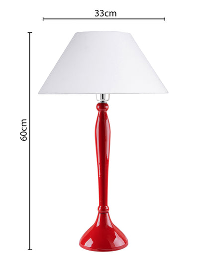 Glossy Red Royal Ovoid Aluminium Table Lamp With Cone Shade, Bedside, Living Room Study Lamp, Bulb Included