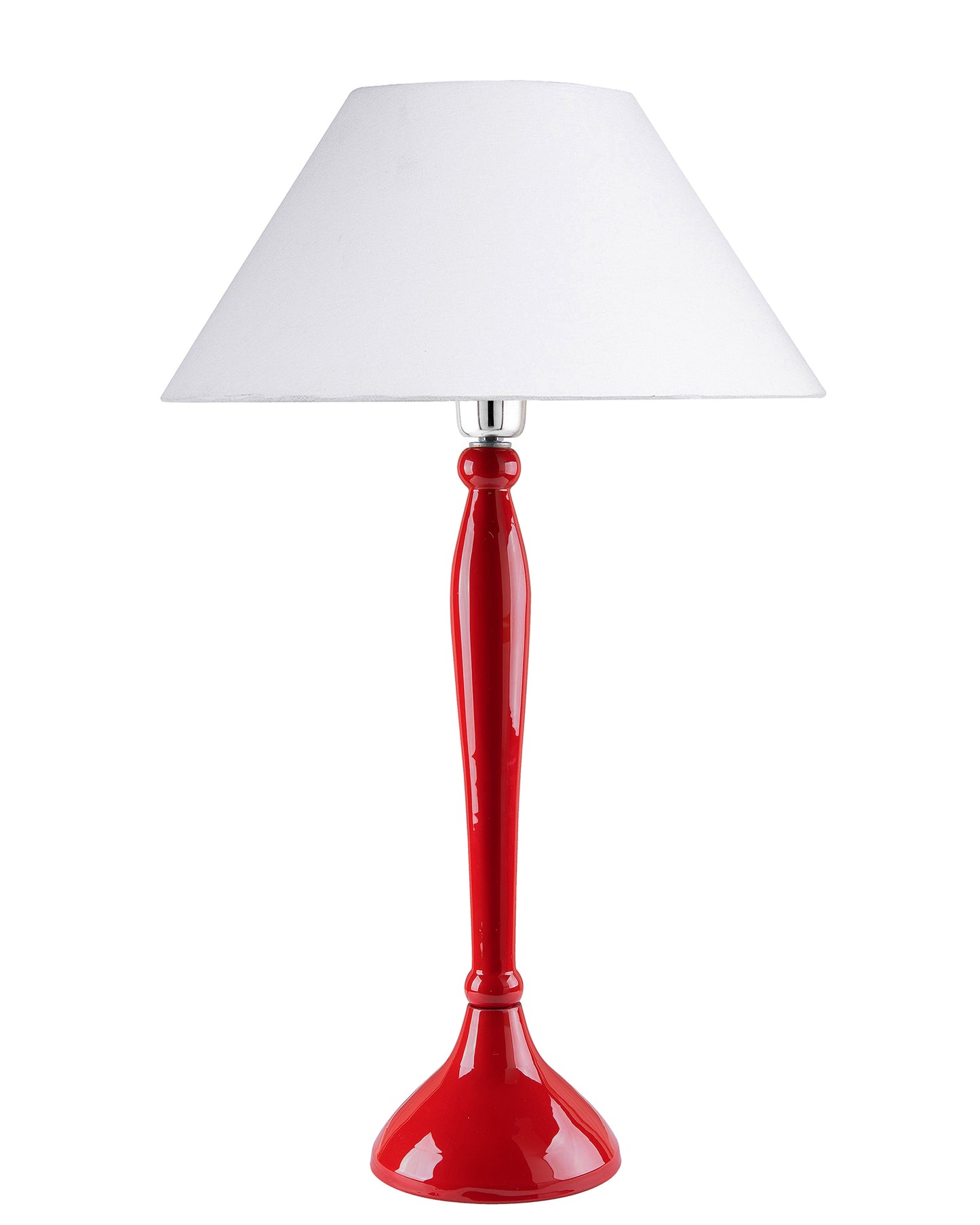 Glossy Red Royal Ovoid Aluminium Table Lamp With Cone Shade, Bedside, Living Room Study Lamp, Bulb Included