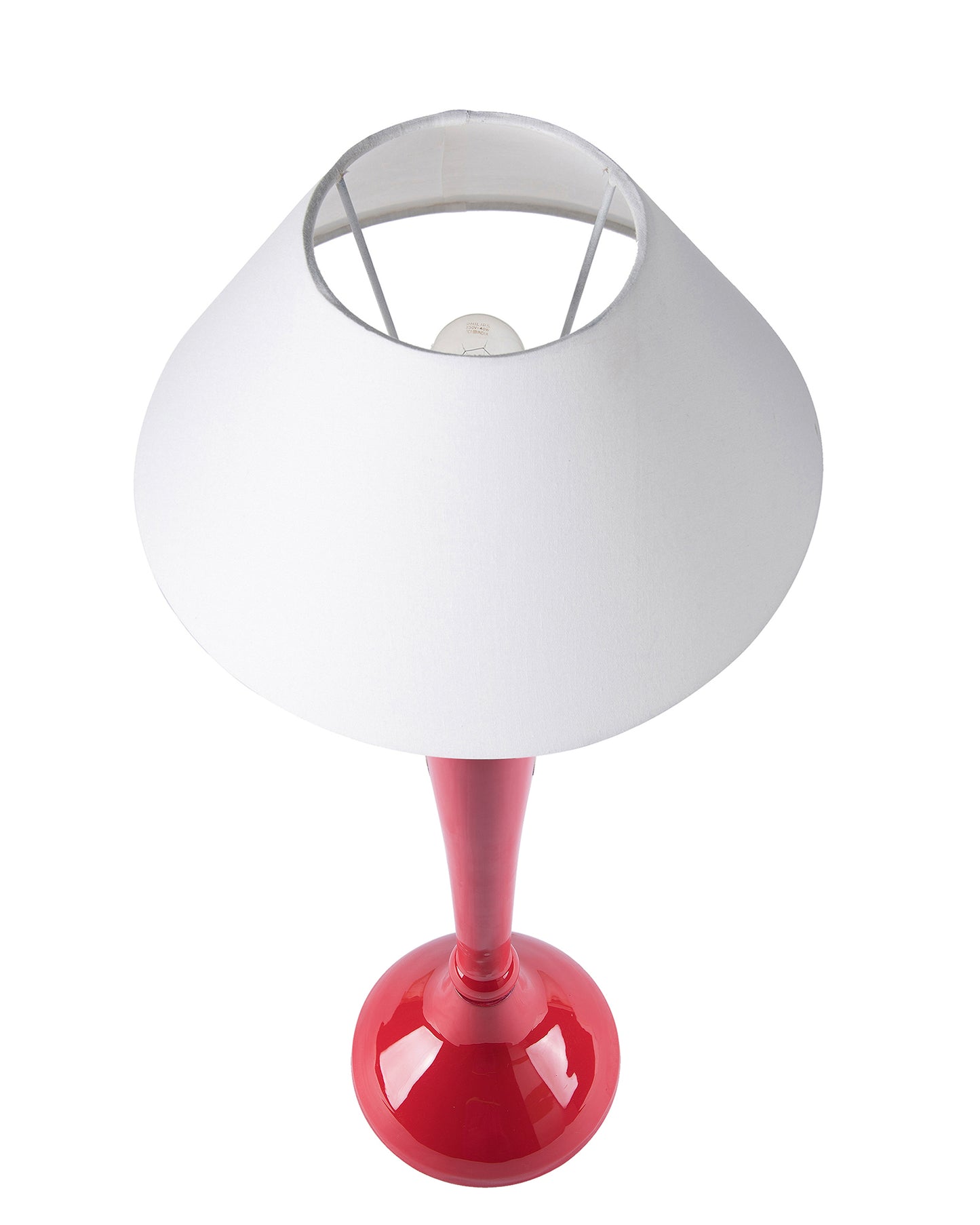 Glossy Red Royal Ovoid Aluminium Table Lamp With Cone Shade, Bedside, Living Room Study Lamp, Bulb Included