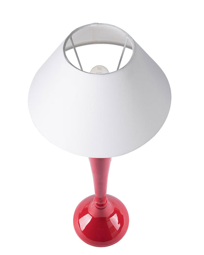 Glossy Red Royal Ovoid Aluminium Table Lamp With Cone Shade, Bedside, Living Room Study Lamp, Bulb Included