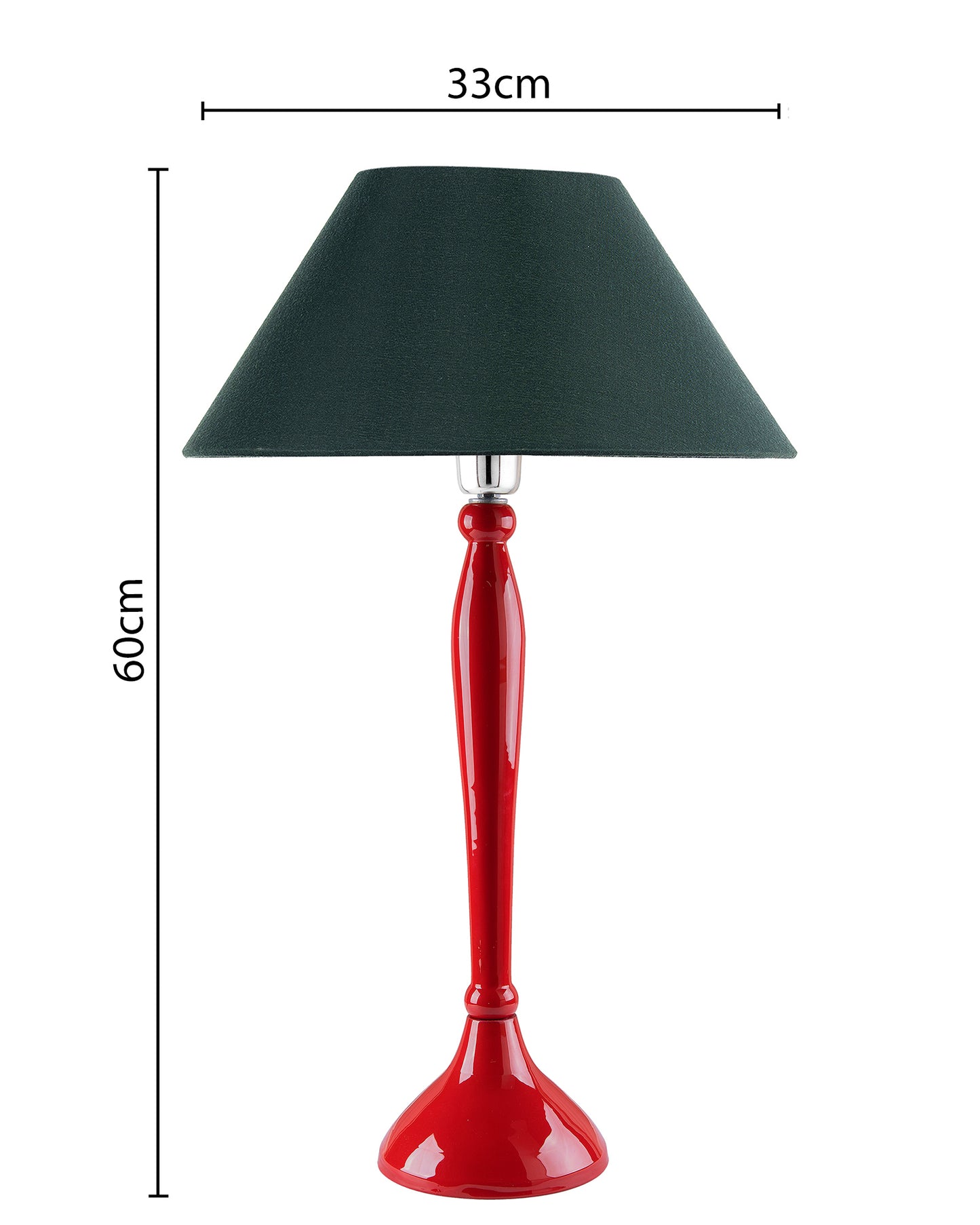 Glossy Red Royal Ovoid Aluminium Table Lamp With Cone Shade, Bedside, Living Room Study Lamp, Bulb Included
