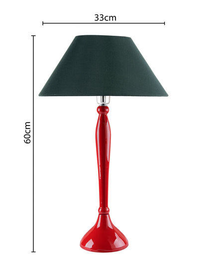 Glossy Red Royal Ovoid Aluminium Table Lamp With Cone Shade, Bedside, Living Room Study Lamp, Bulb Included