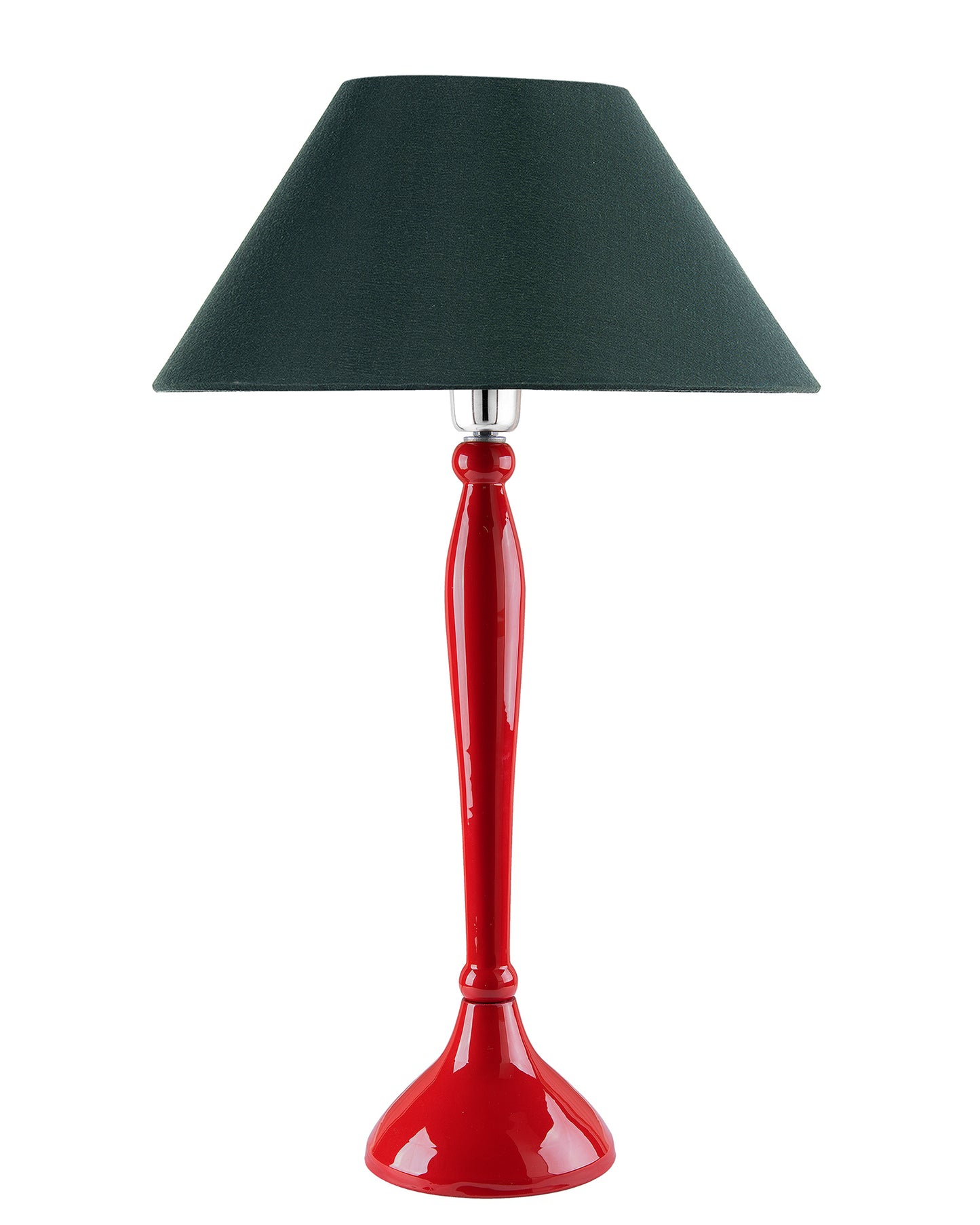 Glossy Red Royal Ovoid Aluminium Table Lamp With Cone Shade, Bedside, Living Room Study Lamp, Bulb Included