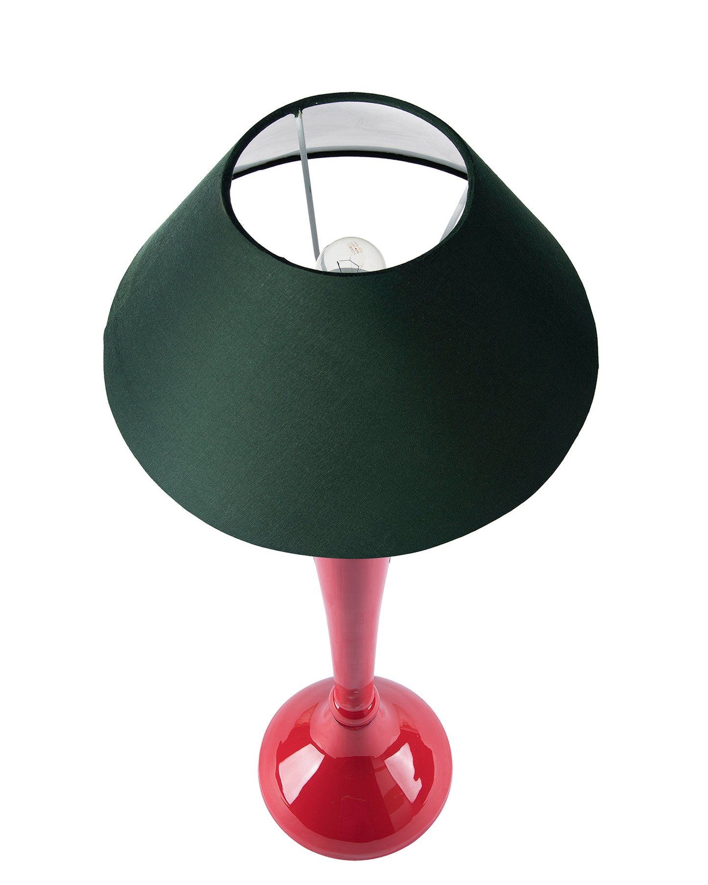 Glossy Red Royal Ovoid Aluminium Table Lamp With Cone Shade, Bedside, Living Room Study Lamp, Bulb Included