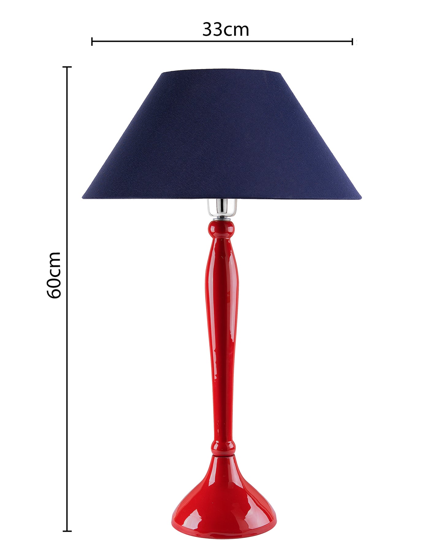 Glossy Red Royal Ovoid Aluminium Table Lamp With Cone Shade, Bedside, Living Room Study Lamp, Bulb Included