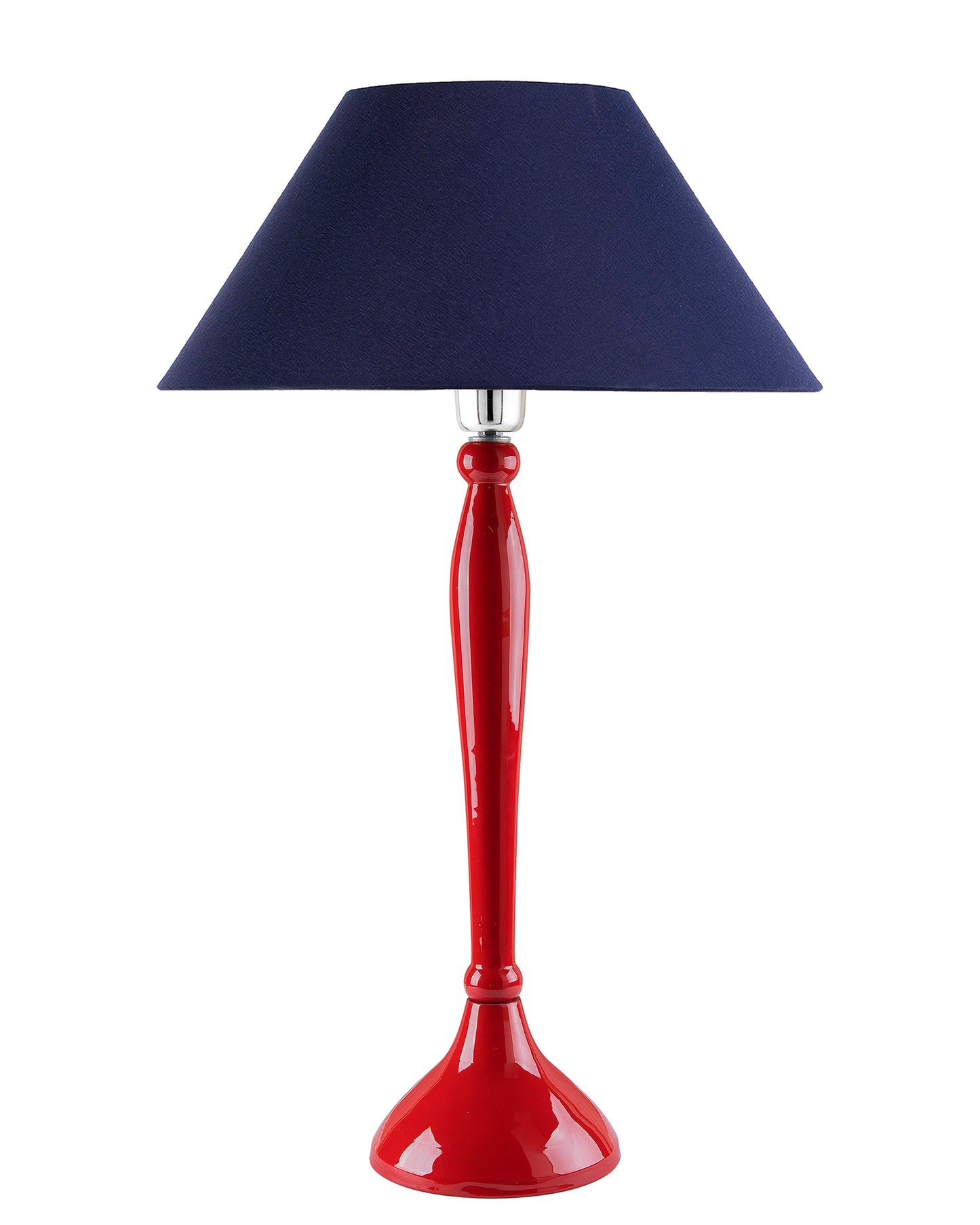 Glossy Red Royal Ovoid Aluminium Table Lamp With Cone Shade, Bedside, Living Room Study Lamp, Bulb Included