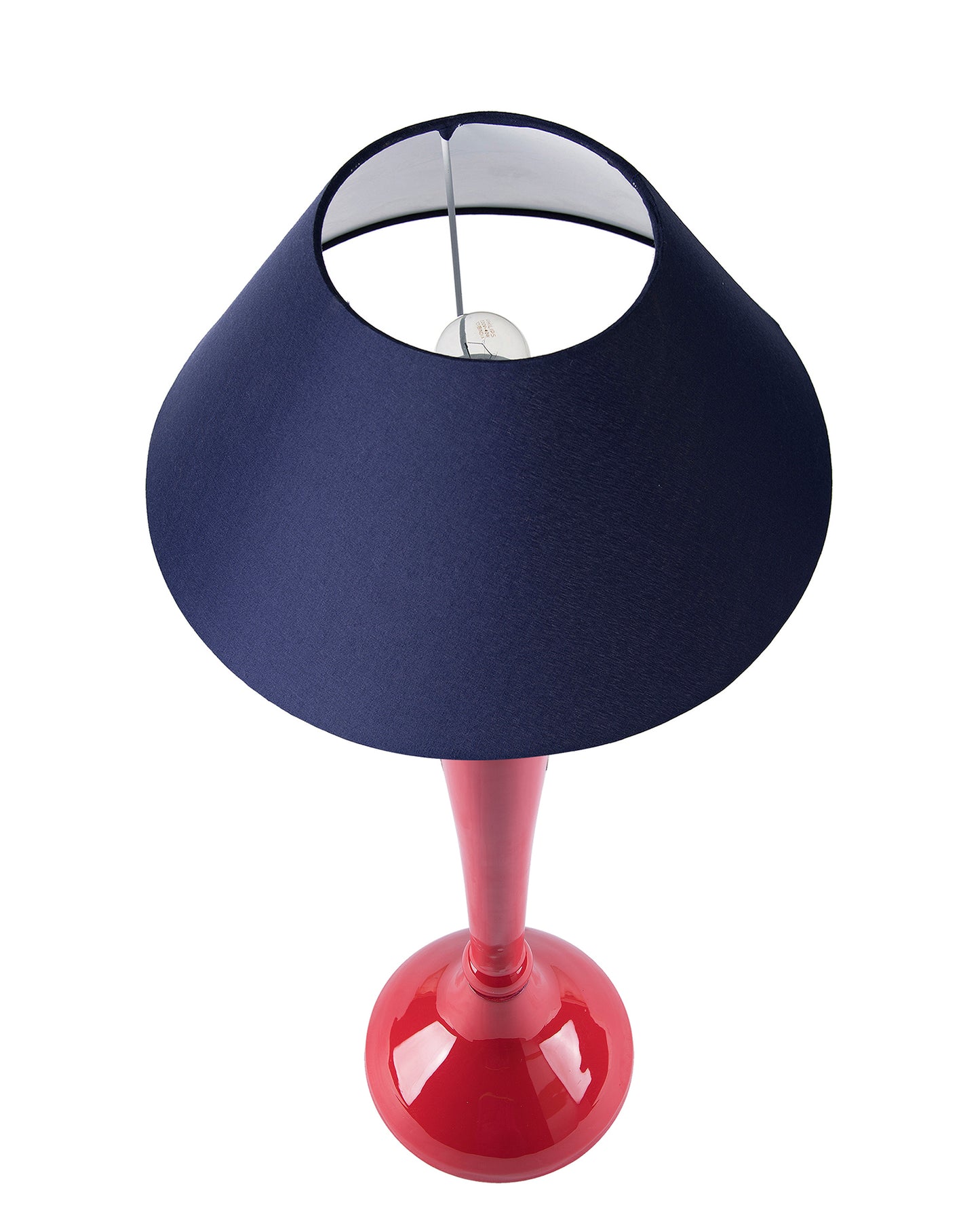 Glossy Red Royal Ovoid Aluminium Table Lamp With Cone Shade, Bedside, Living Room Study Lamp, Bulb Included