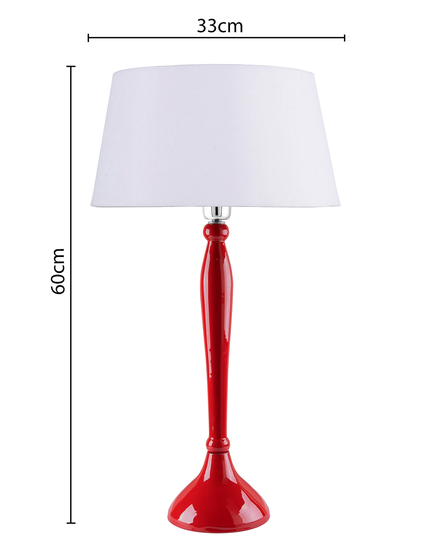 Glossy Red Royal Ovoid Aluminium Table Lamp With Cone Shade, Bedside, Living Room Study Lamp, Bulb Included