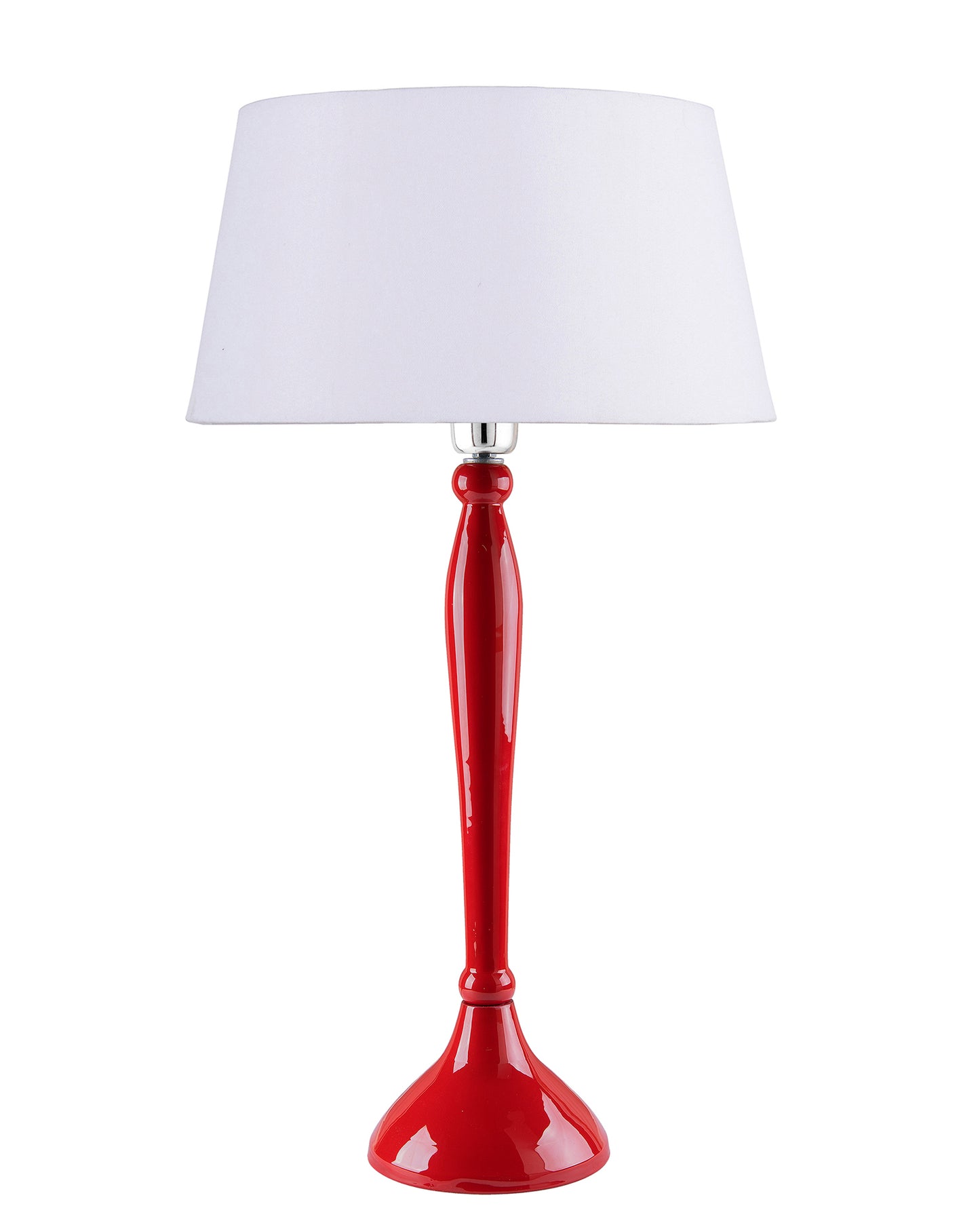 Glossy Red Royal Ovoid Aluminium Table Lamp With Cone Shade, Bedside, Living Room Study Lamp, Bulb Included