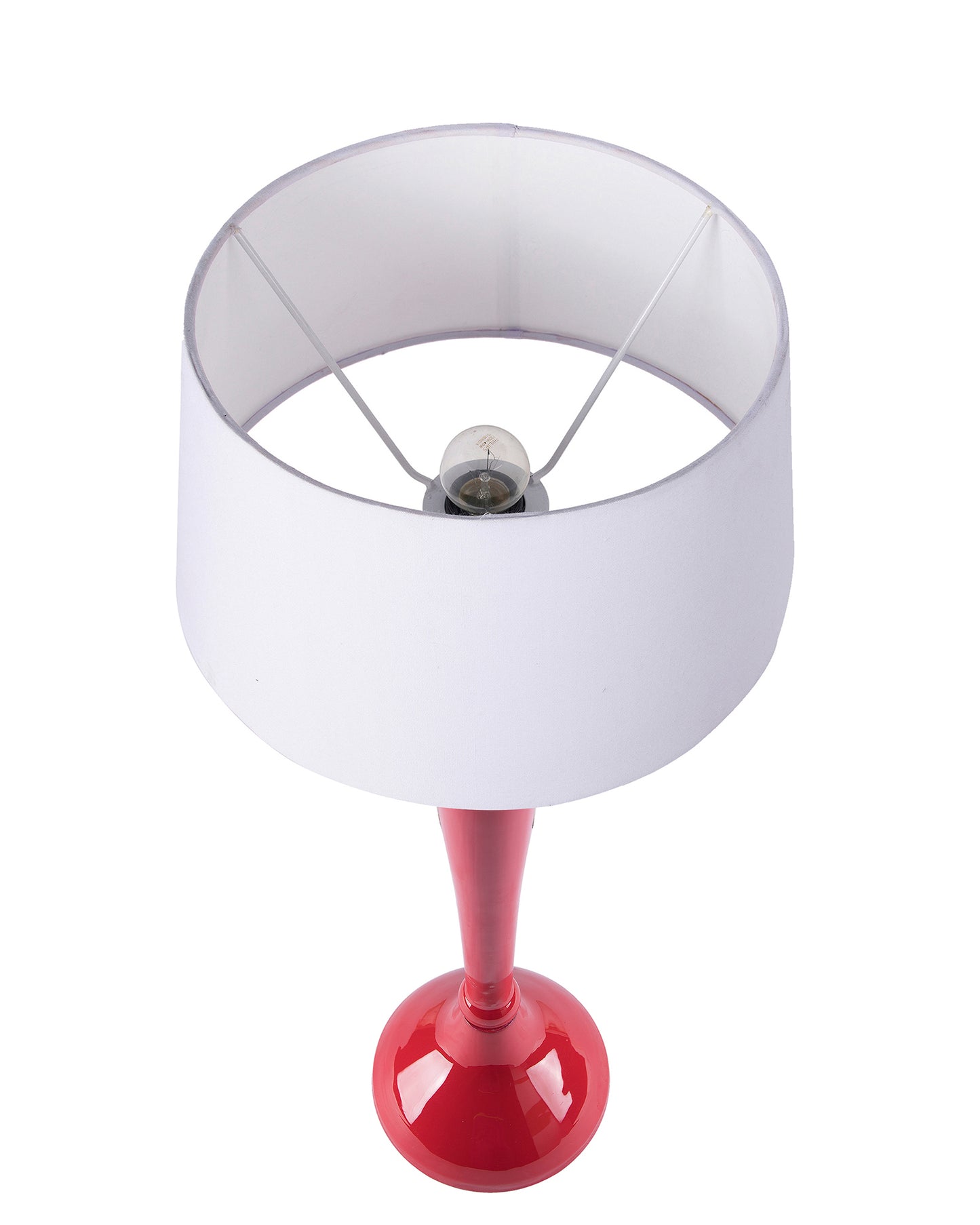 Glossy Red Royal Ovoid Aluminium Table Lamp With Cone Shade, Bedside, Living Room Study Lamp, Bulb Included