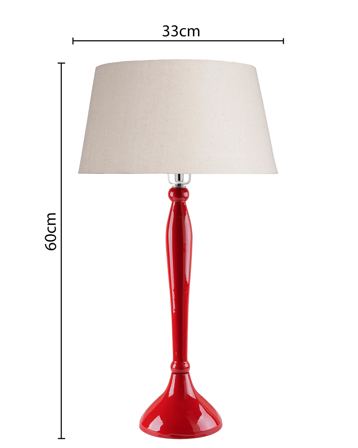 Glossy Red Royal Ovoid Aluminium Table Lamp With Cone Shade, Bedside, Living Room Study Lamp, Bulb Included