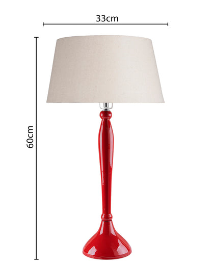 Glossy Red Royal Ovoid Aluminium Table Lamp With Cone Shade, Bedside, Living Room Study Lamp, Bulb Included