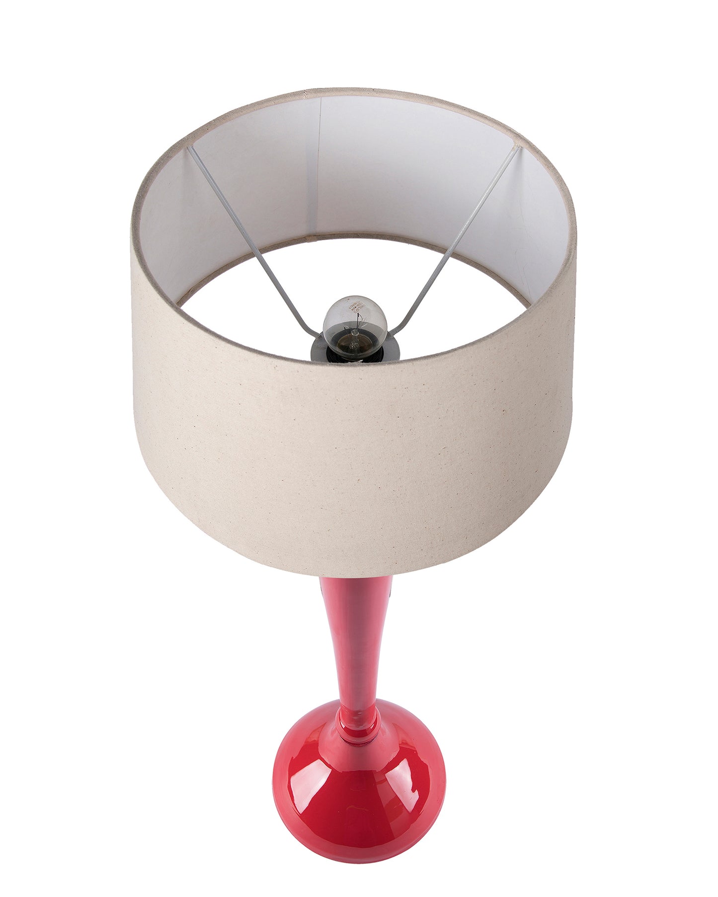 Glossy Red Royal Ovoid Aluminium Table Lamp With Cone Shade, Bedside, Living Room Study Lamp, Bulb Included