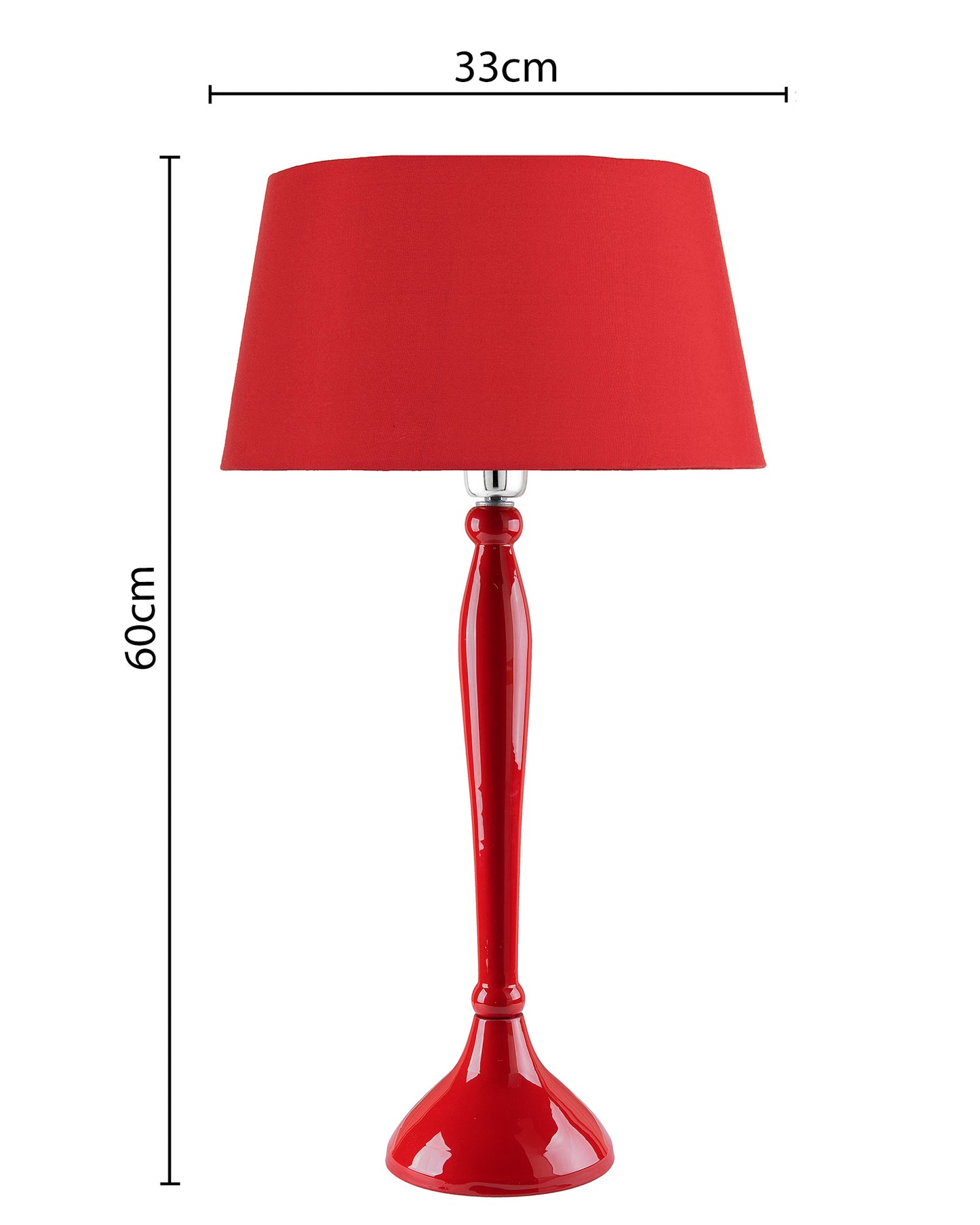 Glossy Red Royal Ovoid Aluminium Table Lamp With Cone Shade, Bedside, Living Room Study Lamp, Bulb Included