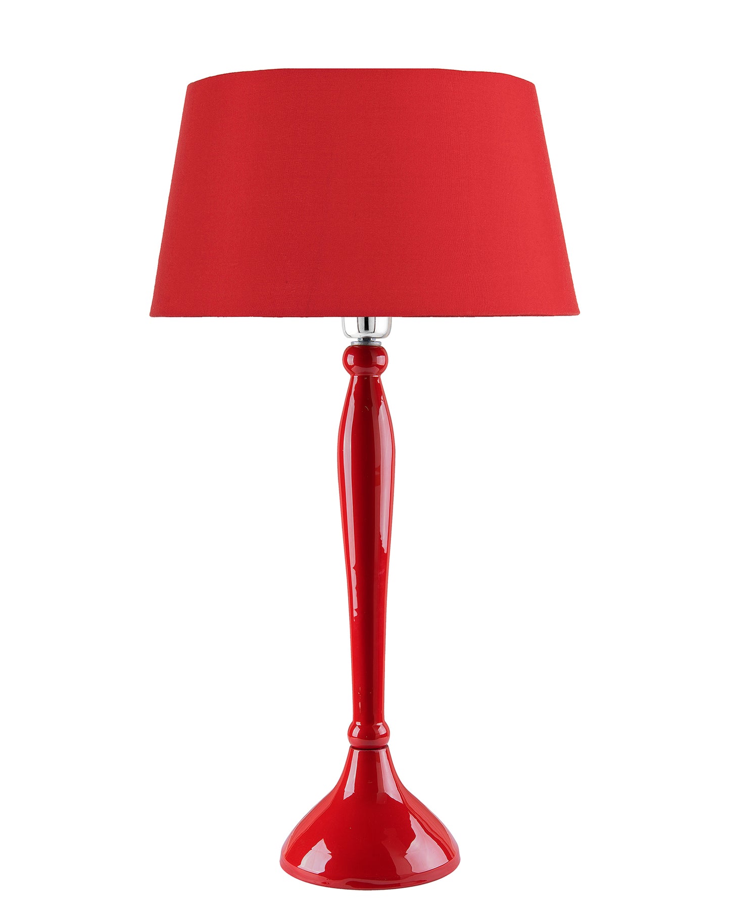 Glossy Red Royal Ovoid Aluminium Table Lamp With Cone Shade, Bedside, Living Room Study Lamp, Bulb Included