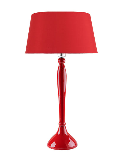 Glossy Red Royal Ovoid Aluminium Table Lamp With Cone Shade, Bedside, Living Room Study Lamp, Bulb Included