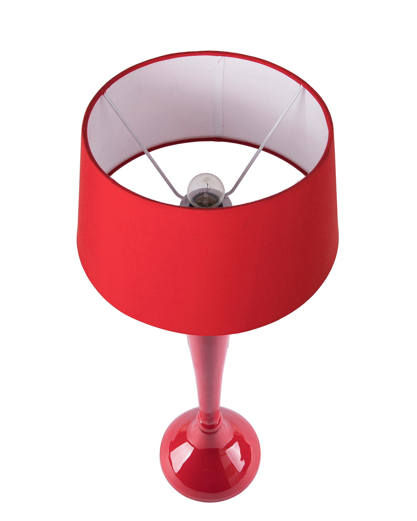 Glossy Red Royal Ovoid Aluminium Table Lamp With Cone Shade, Bedside, Living Room Study Lamp, Bulb Included
