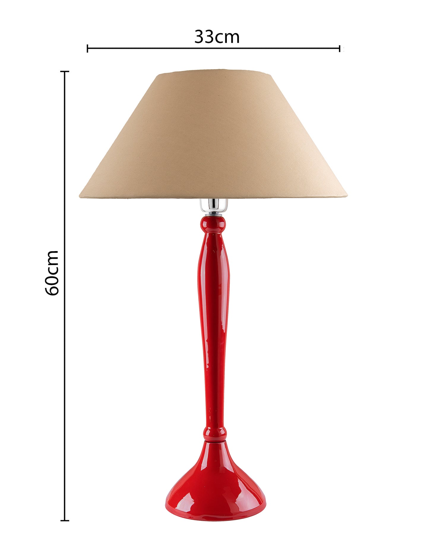 Glossy Red Royal Ovoid Aluminium Table Lamp With Cone Shade, Bedside, Living Room Study Lamp, Bulb Included