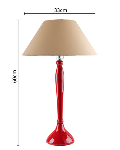 Glossy Red Royal Ovoid Aluminium Table Lamp With Cone Shade, Bedside, Living Room Study Lamp, Bulb Included