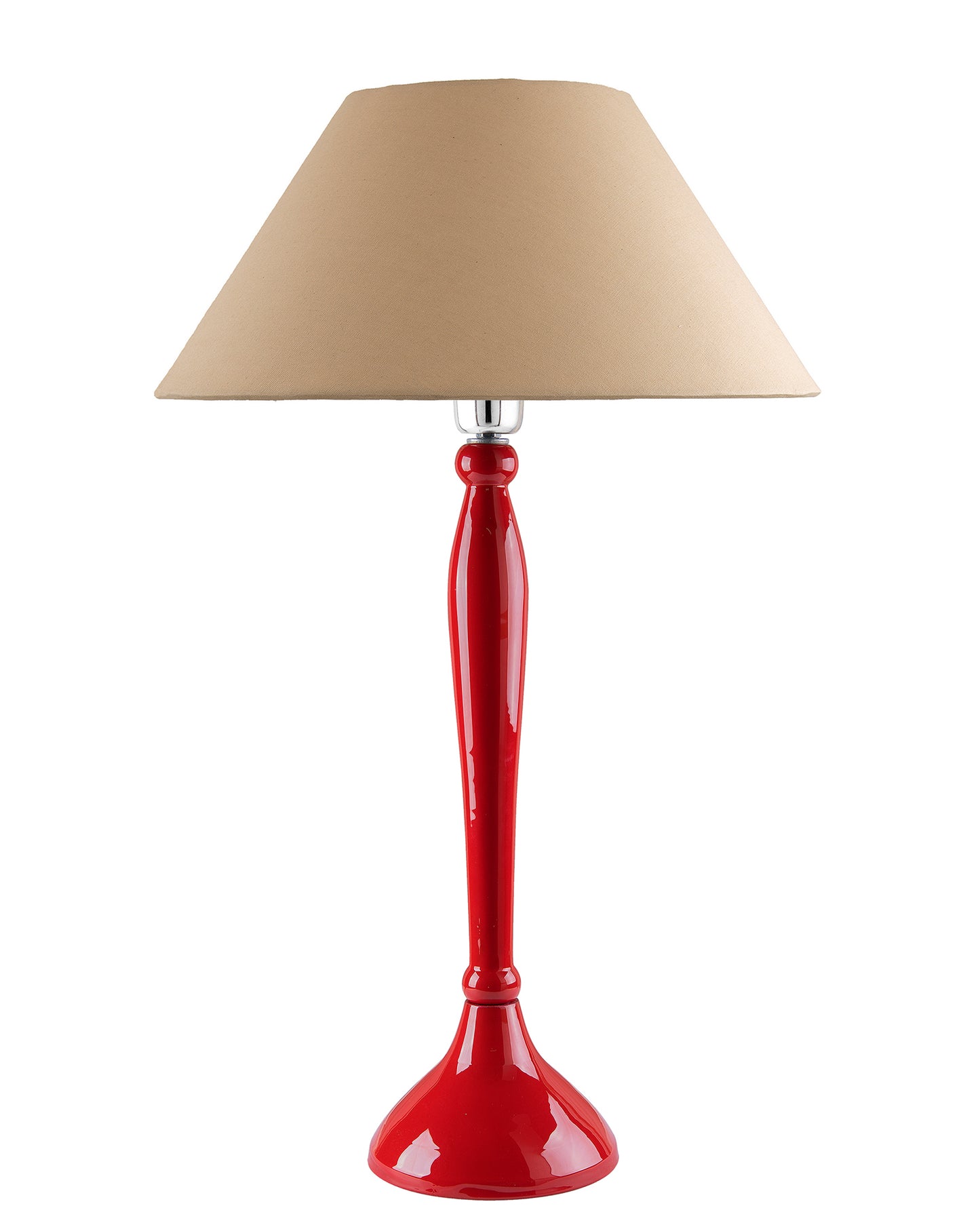 Glossy Red Royal Ovoid Aluminium Table Lamp With Cone Shade, Bedside, Living Room Study Lamp, Bulb Included