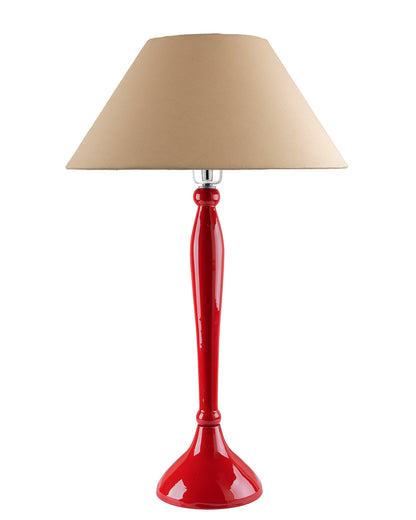 Glossy Red Royal Ovoid Aluminium Table Lamp With Cone Shade, Bedside, Living Room Study Lamp, Bulb Included