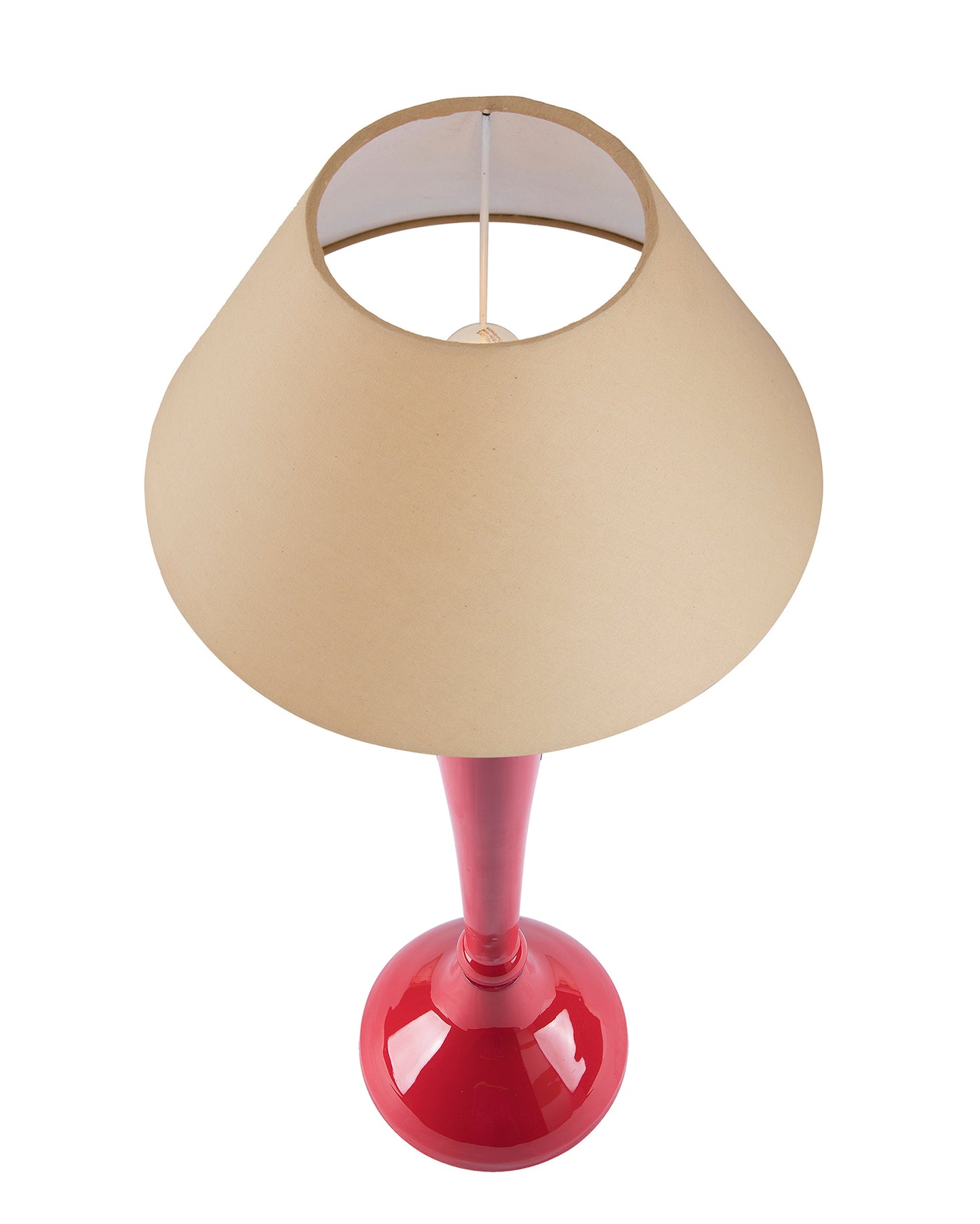 Glossy Red Royal Ovoid Aluminium Table Lamp With Cone Shade, Bedside, Living Room Study Lamp, Bulb Included