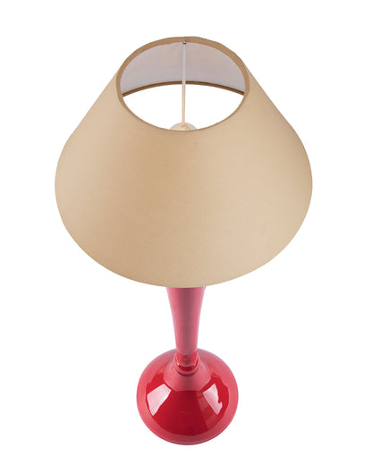 Glossy Red Royal Ovoid Aluminium Table Lamp With Cone Shade, Bedside, Living Room Study Lamp, Bulb Included