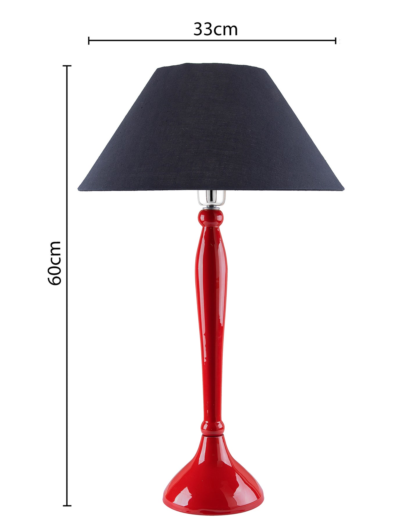 Glossy Red Royal Ovoid Aluminium Table Lamp With Cone Shade, Bedside, Living Room Study Lamp, Bulb Included