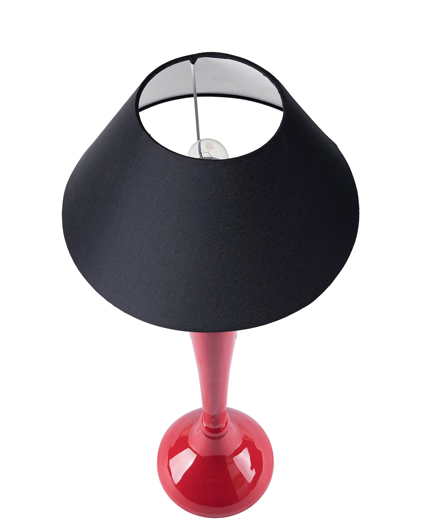 Glossy Red Royal Ovoid Aluminium Table Lamp With Cone Shade, Bedside, Living Room Study Lamp, Bulb Included