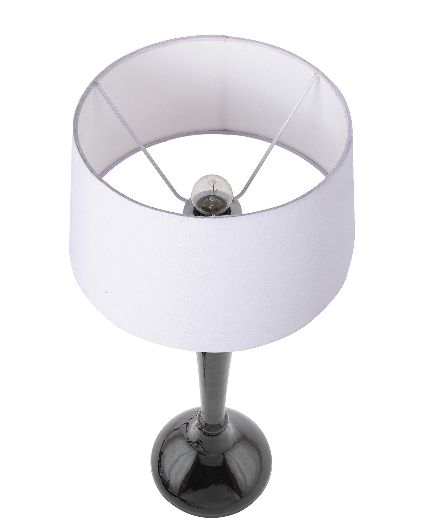 Glossy Red Royal Ovoid Aluminium Table Lamp With Cone Shade, Bedside, Living Room Study Lamp, Bulb Included