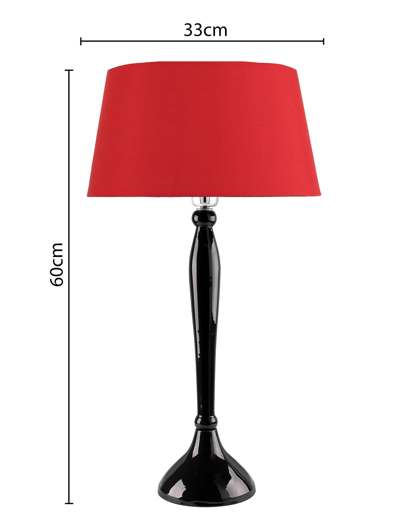 Glossy Red Royal Ovoid Aluminium Table Lamp With Cone Shade, Bedside, Living Room Study Lamp, Bulb Included