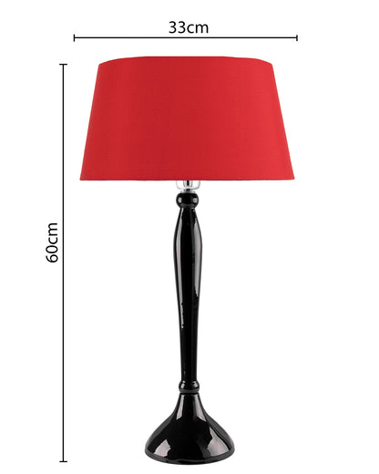 Glossy Red Royal Ovoid Aluminium Table Lamp With Cone Shade, Bedside, Living Room Study Lamp, Bulb Included