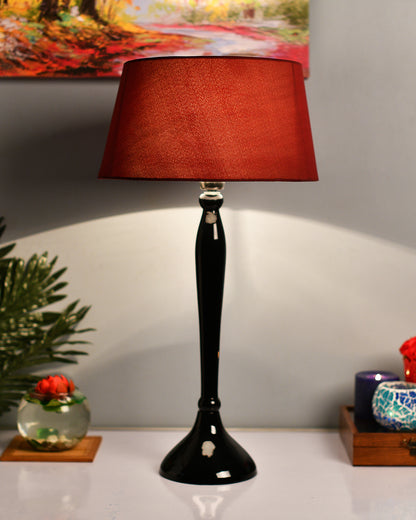 Glossy Red Royal Ovoid Aluminium Table Lamp With Cone Shade, Bedside, Living Room Study Lamp, Bulb Included