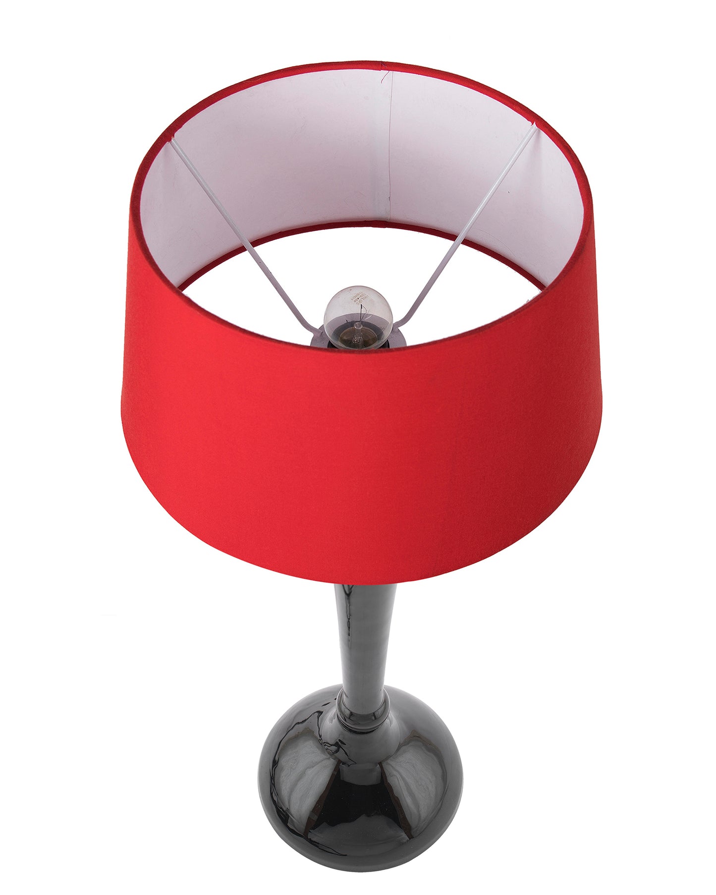 Glossy Red Royal Ovoid Aluminium Table Lamp With Cone Shade, Bedside, Living Room Study Lamp, Bulb Included
