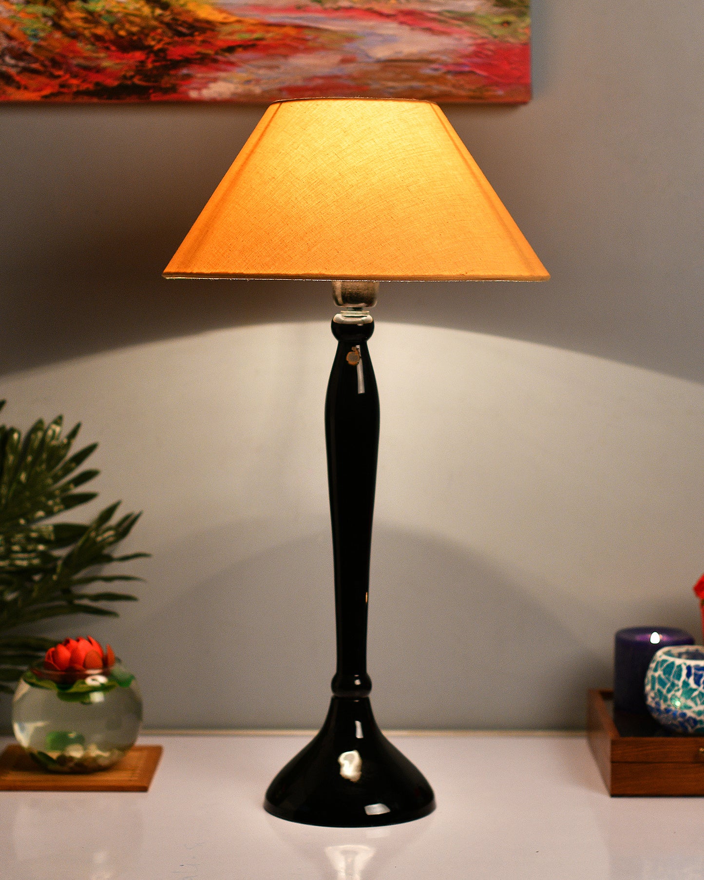 Glossy Red Royal Ovoid Aluminium Table Lamp With Cone Shade, Bedside, Living Room Study Lamp, Bulb Included