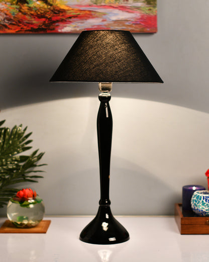Glossy Red Royal Ovoid Aluminium Table Lamp With Cone Shade, Bedside, Living Room Study Lamp, Bulb Included