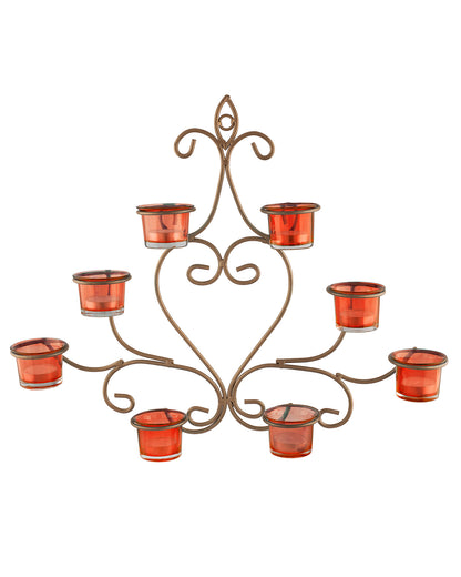 8-Votive Chic Golden Iron Wall Sconce Candle Holder, Candle Tealight Holder,Wall art