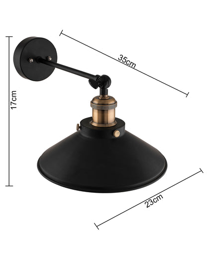 Edison Cone Shade Wall Lamp, Vintage Industrial Loft, E27 Holder, Decorative, Swing Wall Light