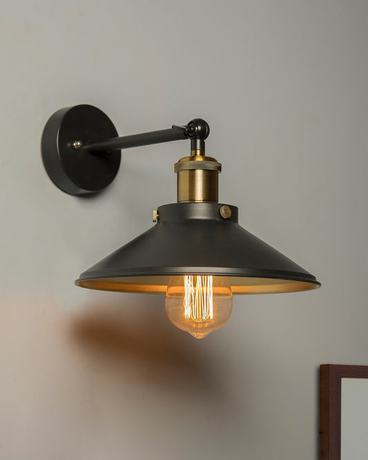 Edison Cone Shade Wall Lamp, Vintage Industrial Loft, E27 Holder, Decorative, Swing Wall Light